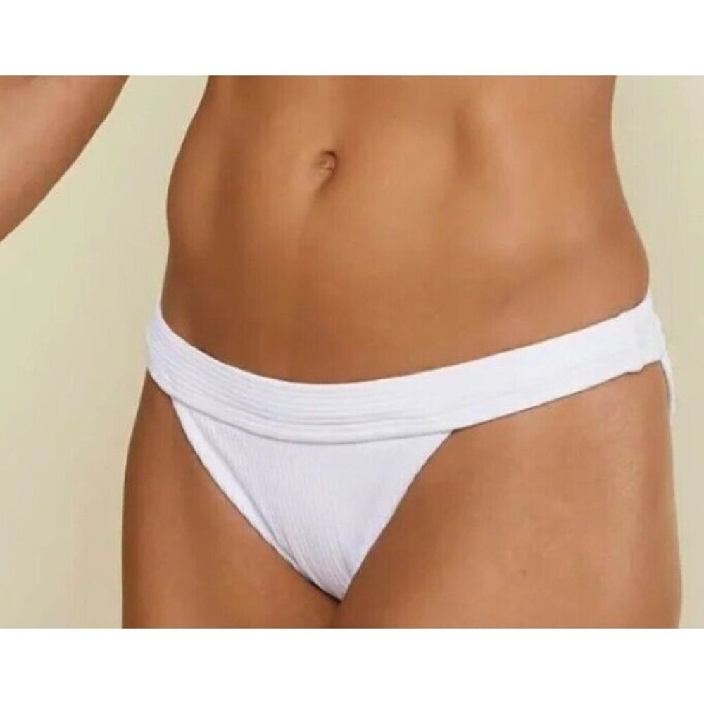 Andie Women's XS Banded Cheeky Rib Swim Bottom Bikini White NWT